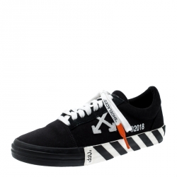 مملوكة مسبقًا Off-White C/O Virgil Abloh Monochrome Canvas Vulc Striped Sole Low Top Sneakers Size 41