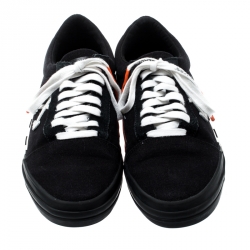 مملوكة مسبقًا Off-White C/O Virgil Abloh Monochrome Canvas Vulc Striped Sole Low Top Sneakers Size 41