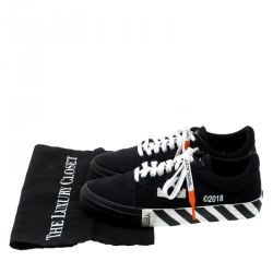 مملوكة مسبقًا Off-White C/O Virgil Abloh Monochrome Canvas Vulc Striped Sole Low Top Sneakers Size 41