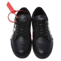 Pre Owned Off-White Black/White Leather Vulcanized Low Top Sneakers Size 37