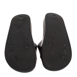 Pre Owned Off-White Black Leather Off Stamp Slide Sandals Size 39