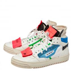 Off-White Multicolor Leather And Canvas Off Court High Top Sneakers Size 39