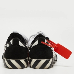 Off-White Black/White Canvas and Suede Diag Vulcanized Sneakers Size 38