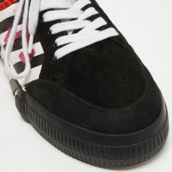 Off-White Black/White Canvas and Suede Diag Vulcanized Sneakers Size 38