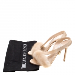 Olgana Pink Leather And Mink Fur L'amazone Backstrap Sandals Size 38.5