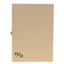 Olympia Le Tan Beige Canvas and Brass Alice in Wonderland Book Clutch 