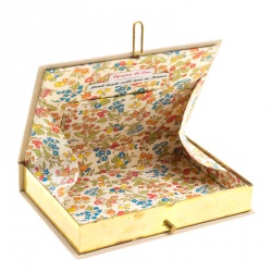 Olympia Le Tan Beige Canvas and Brass Alice in Wonderland Book Clutch 