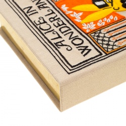 Olympia Le Tan Beige Canvas and Brass Alice in Wonderland Book Clutch 