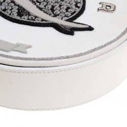 Olympia Le Tan White Fabric and Leather Parisian Caviar Clutch