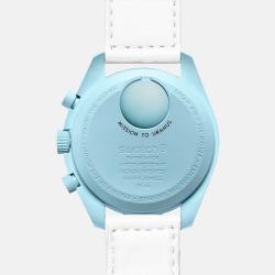 Omega X Swatch Pale Blue Bioceramic Velcro Moon Swatch Mission To Uranus Women's Watch 42 mm