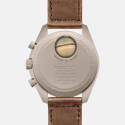 Pre Owned Omega Beige Velcro Moon Swatch Mission To Saturn Watch 42 mm