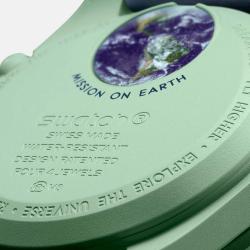 Omega Green and Blue Velcro Moon Swatch Mission On Earth So33G100 Women's Watch 42 mm