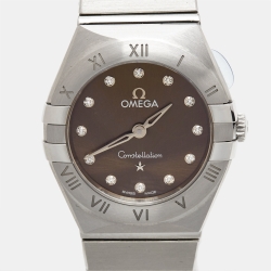 Omega Grey Diamond Stainless Steel Constellation 131.10.25.60.56.001 Women's Wristwatch 25 mm  