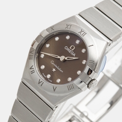 Omega Grey Diamond Stainless Steel Constellation 131.10.25.60.56.001 Women's Wristwatch 25 mm  