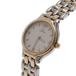 Omega White Stainless Steel Classic Women's Wristwatch 28MM