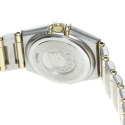 Pre Owned Omega Ivory 18K Yellow Gold & Stainless Steel Diamond Constellation Women's Wristwatch 24MM