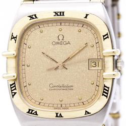 Pre Owned Omega Gold 18K Yellow Gold and Stainless Constellation Women's Wristwatch 31MM