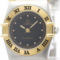 Omega Black 18K Yellow Gold & Stainless Steel Constellation Women's Wristwatch 22MM