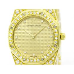 Pre Owned Audemars Piguet Gold 18K Yellow Gold Diamond Royal Oak Women's Wristwatch 33MM