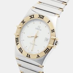 Pre Owned Omega Constellation 396.1070.1/ 396.1080.1 White Dial 18k Yellow Gold Stainless Steel Women's Wristwatch 32.50 mm