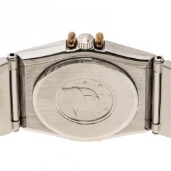 Pre Owned Omega Gold Dial Stainless Steel and 18k Gold Constellation Women's Wristwatch 22 mm