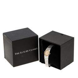 Pre Owned Omega Gold Dial Stainless Steel and 18k Gold Constellation Women's Wristwatch 22 mm