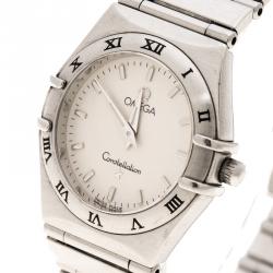 Pre Owned Omega White Stainless Steel Constellation Women's Wristwatch 25 mm