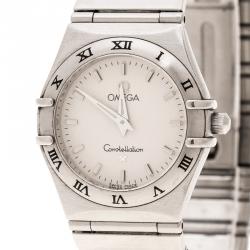 Pre Owned Omega White Stainless Steel Constellation Women's Wristwatch 25 mm