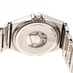 Pre Owned Omega White Stainless Steel Constellation Women's Wristwatch 25 mm