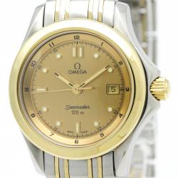 Omega Champagne 18K Yellow Gold and Stainless Steel Seamaster Women's Wristwatch 29MM