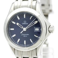 Omega Blue Stainless Steel Seamaster Women's Wristwatch 26MM