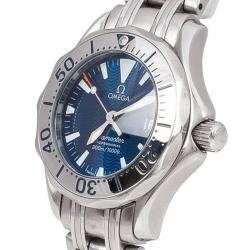 Pre Owned Omega Navy Stainless Steel Seamaster Women's Wristwatch 28MM