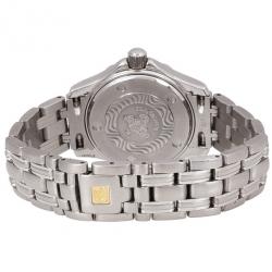 Pre Owned Omega Navy Stainless Steel Seamaster Women's Wristwatch 28MM