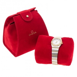 Omega Mother of Pearl 18K Yellow Gold and Stainless Steel Diamond Constellation Double Eagle Women's Wristwatch 24 mm