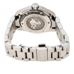 مملوكة مسبقًا Omega White Mother of Pearl Diamond Stainless Steel Seamaster Aqua Terra Women's Wristwatch 29 mm