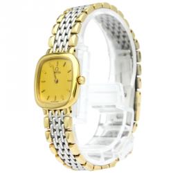 Omega Champagne Gold-Plated Stainless Steel De Ville Women's Wristwatch 21MM