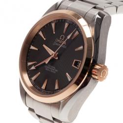 Pre Owned Omega Black Stainless Steel Seamaster Aqua Terra Women's Wristwatch 38MM