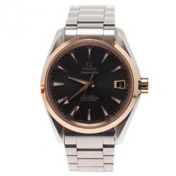 Pre Owned Omega Black Stainless Steel Seamaster Aqua Terra Women's Wristwatch 38MM