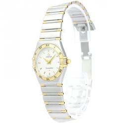 Omega Silver 18K Yellow Gold and Stainless Steel Constellation Women's Wristwatch 25MM