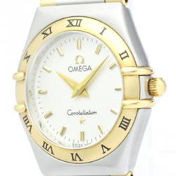 Omega Silver 18K Yellow Gold and Stainless Steel Constellation Women's Wristwatch 25MM