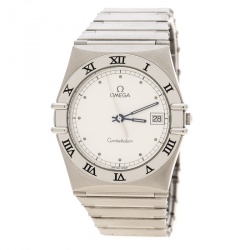Omega Silver White Stainless Steel Constellation 396.1070 Women's Wristwatch 33 mm