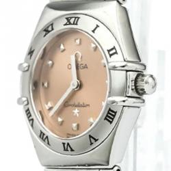 Pre Owned Omega Orange Stainless Steel Constellation Women's Wristwatch 22MM