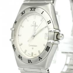 Omega Silver Stainless Steel Constellation Women's Wristwatch 33MM