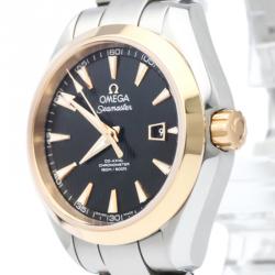 Omega Black 18K Rose Gold and Stainless Steel Seamaster Aqua Terra Women's Wristwatch 34MM
