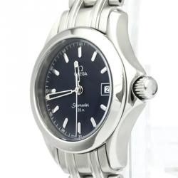 Pre Owned Omega Blue Stainless Steel Seamaster Women's Wristwatch 26MM