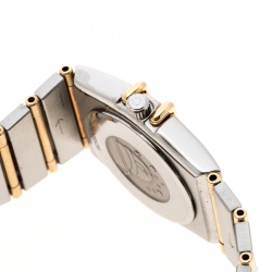 Pre Owned Omega Gold Dial 18K Yellow Gold and Stainless Steel Constellation 795.1080.1 Women's Wristwatch 22 mm