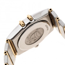 Pre Owned Omega Gold Dial 18K Yellow Gold and Stainless Steel Constellation 795.1080.1 Women's Wristwatch 22 mm