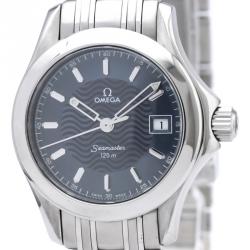 Omega Blue Stainless Steel Seamaster Women's Wristwatch 26MM