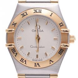 Pre Owned Omega White 18K Rose Gold and Stainless Steel Constellation Women's Wristwatch 23MM
