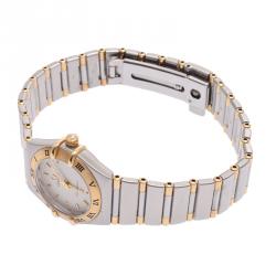 Pre Owned Omega White 18K Rose Gold and Stainless Steel Constellation Women's Wristwatch 23MM